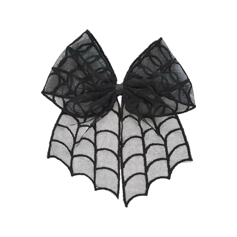 Oversized Black Tulle Spider Web Bow