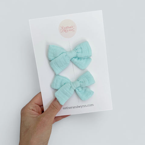 Aqua Muslin Pigtail Set