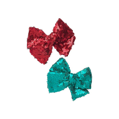 Red or Green Sequin Pinwheel Bow