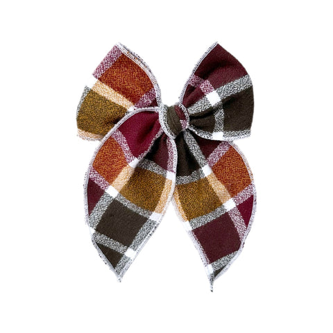 Fall Plaid Flannel Fable Bow