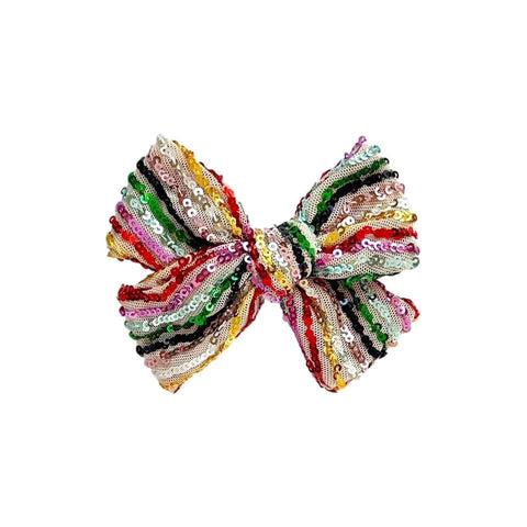 Rainbow Stripe Sequin Bow