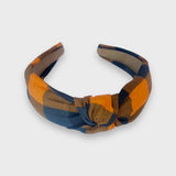 Orange & Black Plaid Top Knot Headband