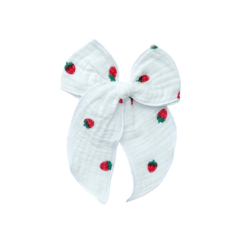 Strawberry Muslin Gauze Fable Bow