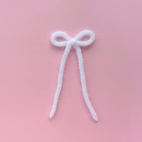 White Tinsel Longtail Knit Bow