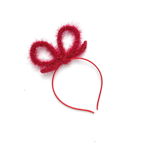 Red Tinsel Big Bow Headband