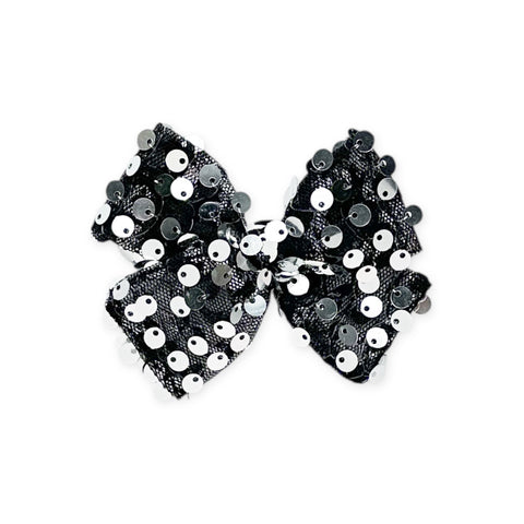 Black Disco Sequin Pinwheel Bow