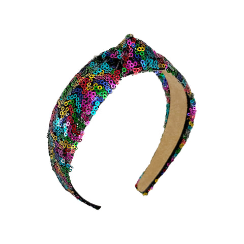 Rainbow Sequin Knot Headband