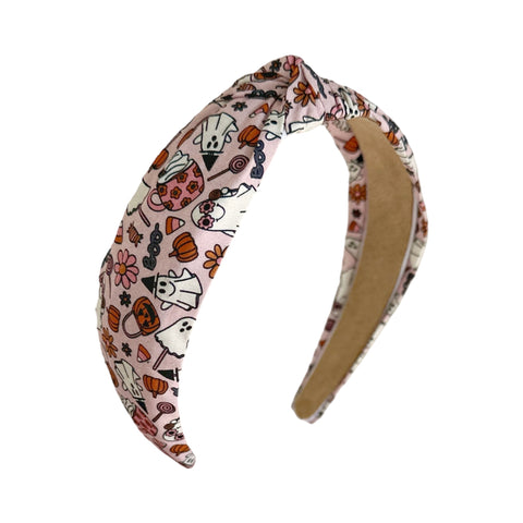 Pink Fall Print Knot Headband