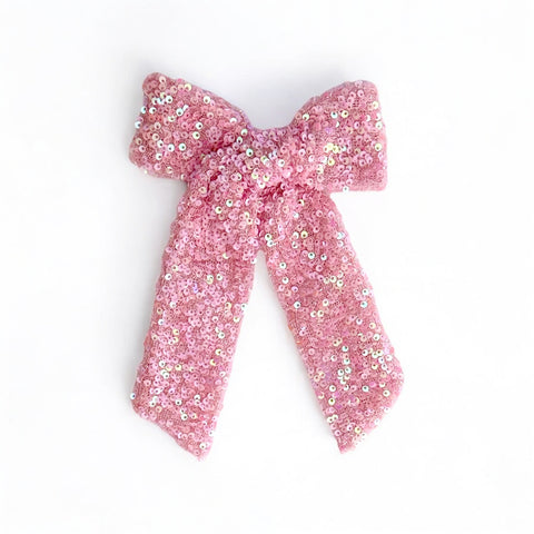 Light Pink Sequin Longtail Bow