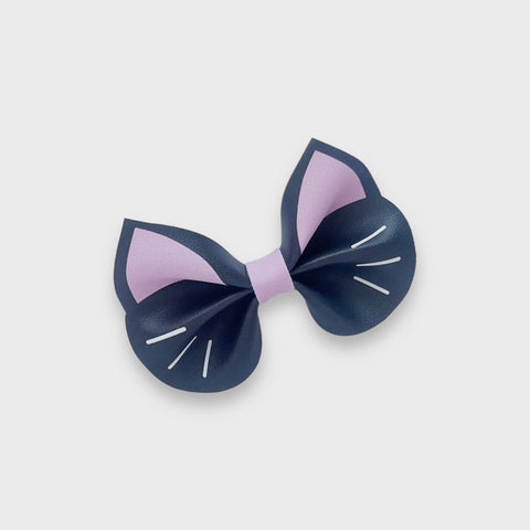 Black Cat Faux Leather Bow