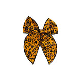 Orange & Black Floral Print Fable Bow