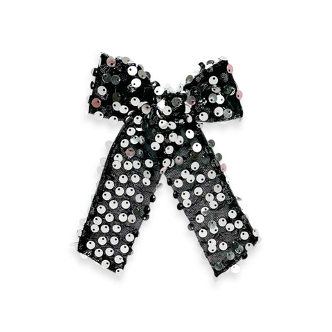 Black Disco Sequin Longtail Bow