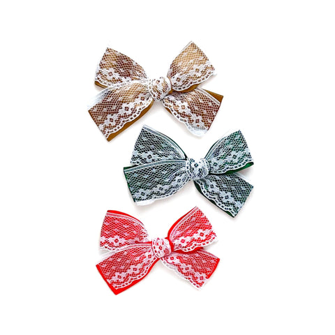 Satin & Lace Pinwheel Bow