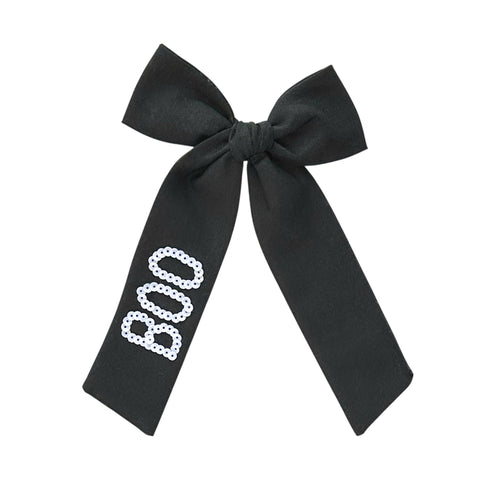 Black Boo Sequin Longtail Bow