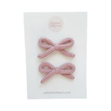 Pink Knit Pigtail Bow Set