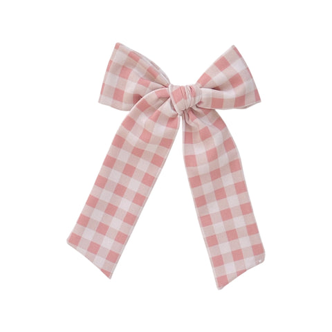 Pink Gingham Longtail Bow