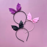 Purple Glitter Bat Headband