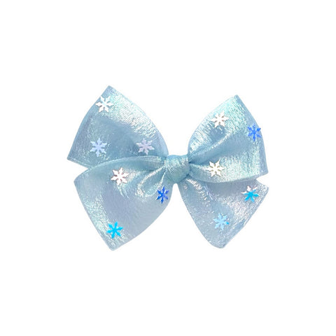 Iridescent Blue Snowflake Pinwheel Bow