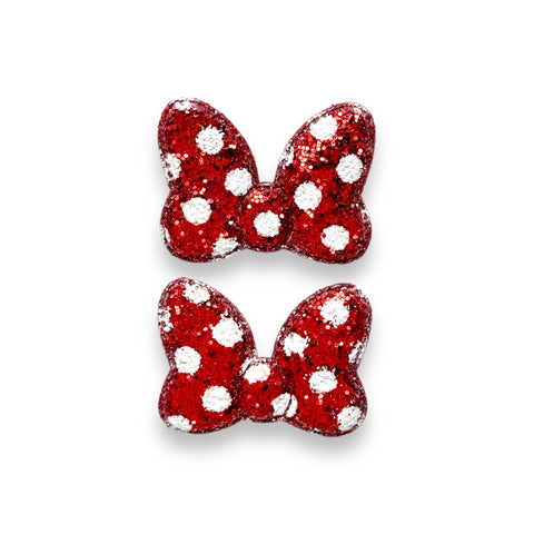 Red Glitter Bow Pigtail Set