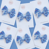 Blue Flag & Star Velvet Bow