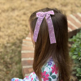 Purple Velvet Heart Gem Longtail Bow