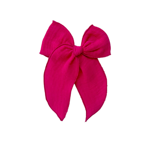 Bright Pink Muslin Gauze Fable Bow