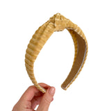 Gold Velvet Rib Knit Knot Headband