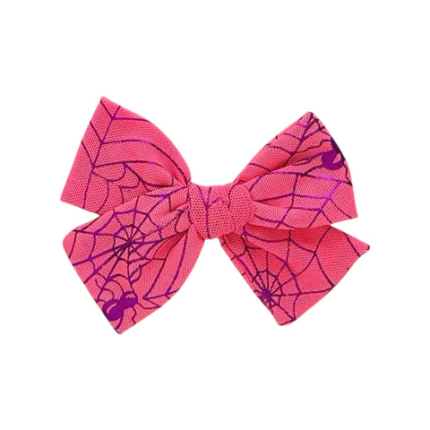 Pink Mesh Spiderweb Pinwheel Bow
