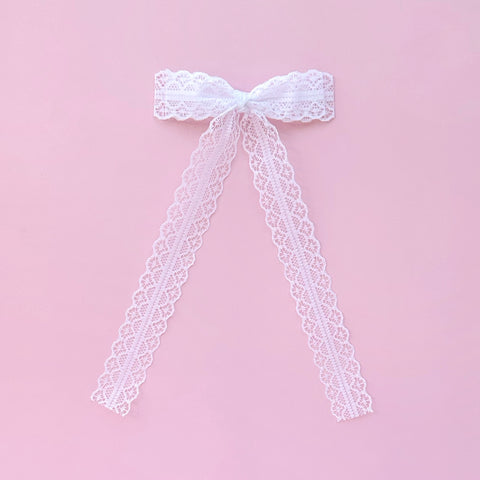 White Lace Longtail Bow
