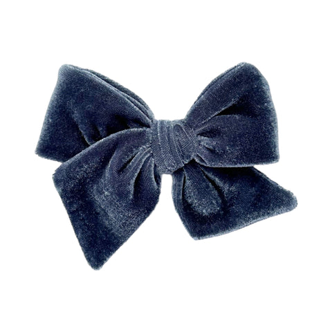 Dusty Blue Velvet Pinwheel Bow