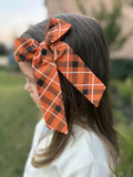Orange Fall Plaid Longtail Bow