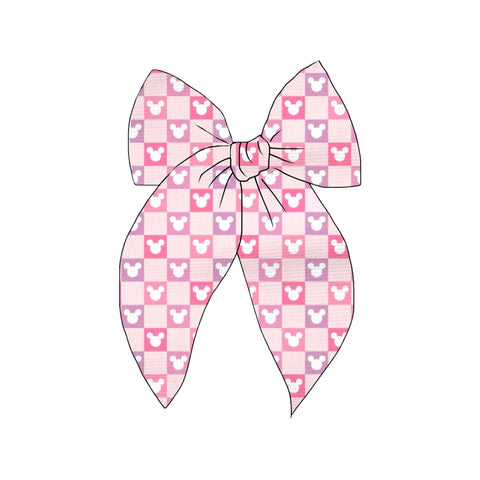 Pink & Purple Mouse Check Fable Bow