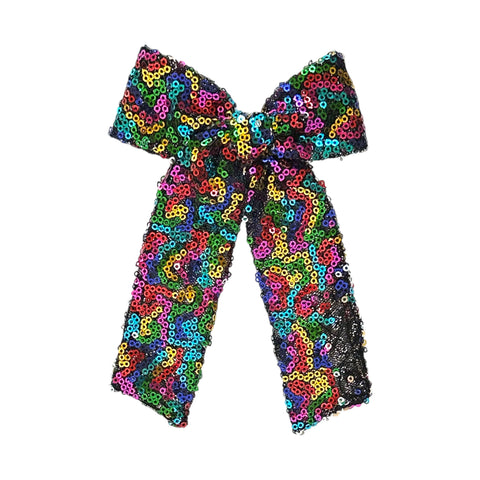 Rainbow Sequin Longtail Bow