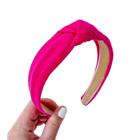 Bright Pink Muslin Gauze Knot Headband