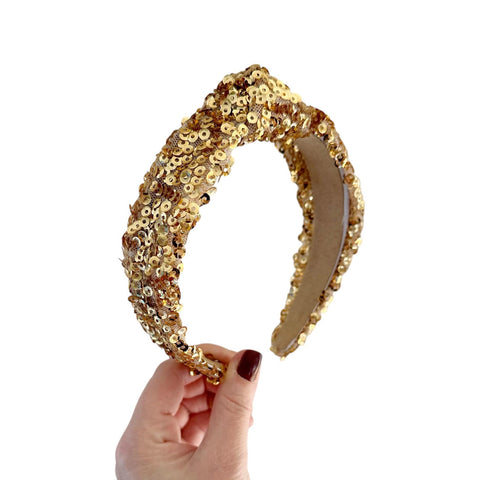 Gold Sequin Knot Headband