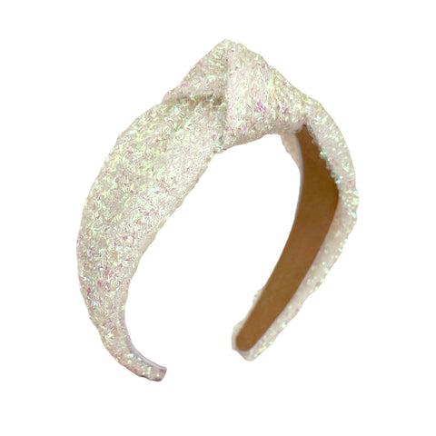 White Tinsel Knot Headband