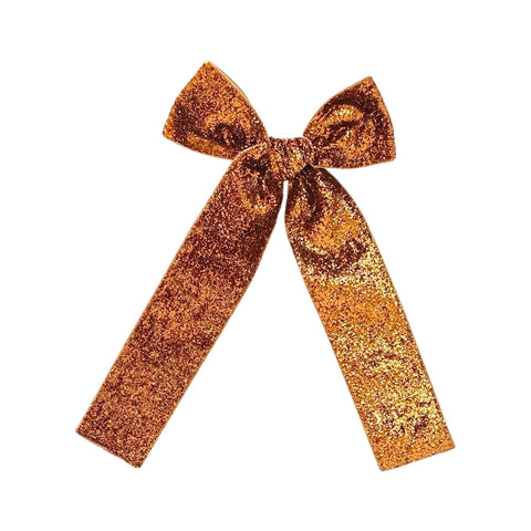 Orange Glitter Ribbon Longtail Bow