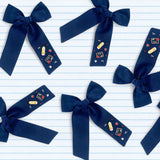 Back to School Navy Longtail Bow