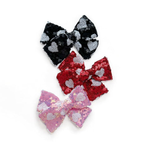 Sequin Heart Pinwheel Bow