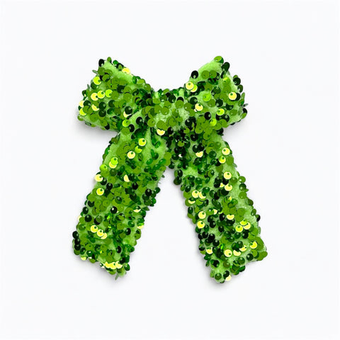 Green Grinch Sequin Velvet Longtail Bow
