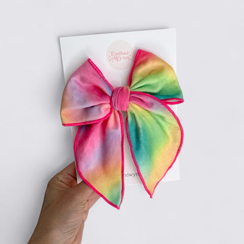 Large Velvet Rainbow Fable Bow
