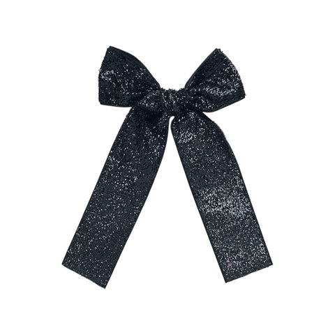 Black Glitter Ribbon Longtail Bow