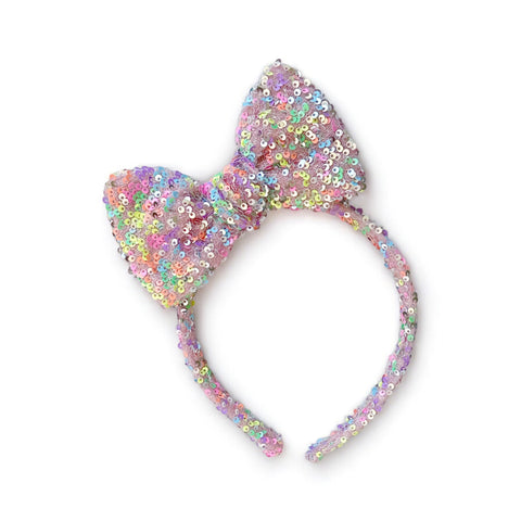 Neon Rainbow Sequin Bow Headband