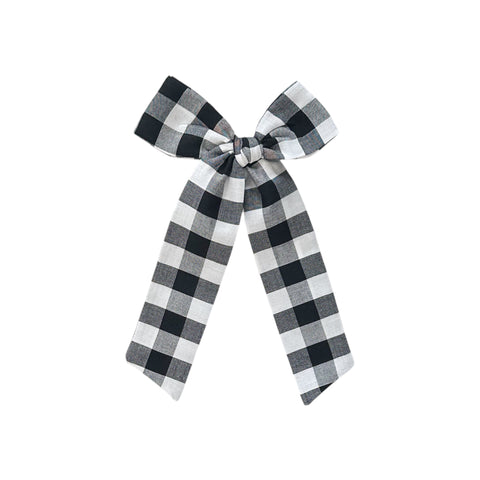 Black & White Gingham Longtail Bow