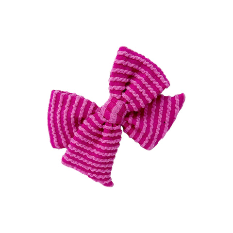 Fuchsia waved rib knit pinwheel bow