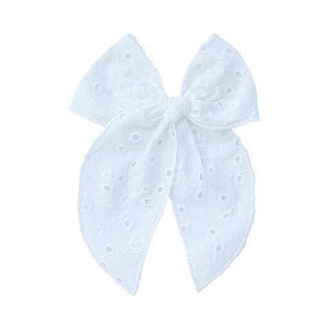 White Eyelet Fable Bow