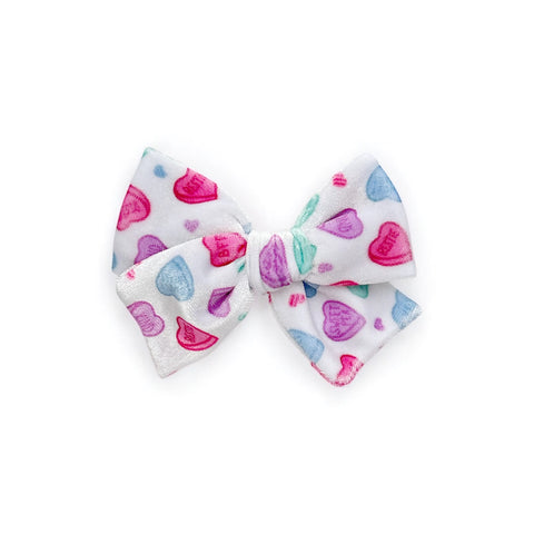 Pastel Candy Heart Velvet Bow