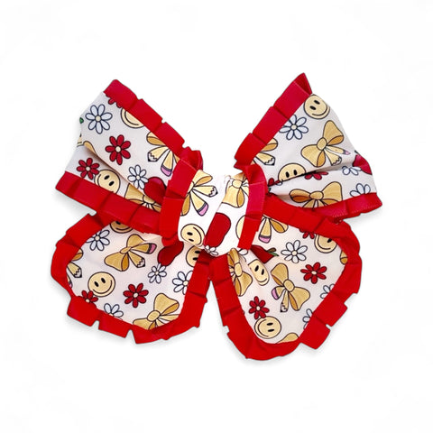 Happy School Days Ruffle Edge Bow