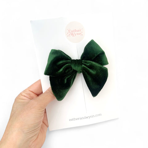 Green Velvet Pinwheel Bow