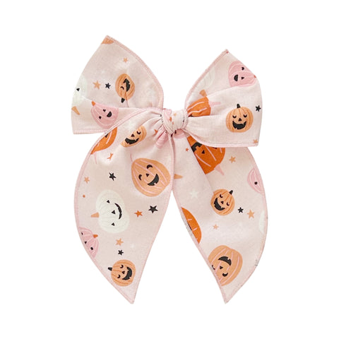 Pink Pumpkin Print Fable Bow